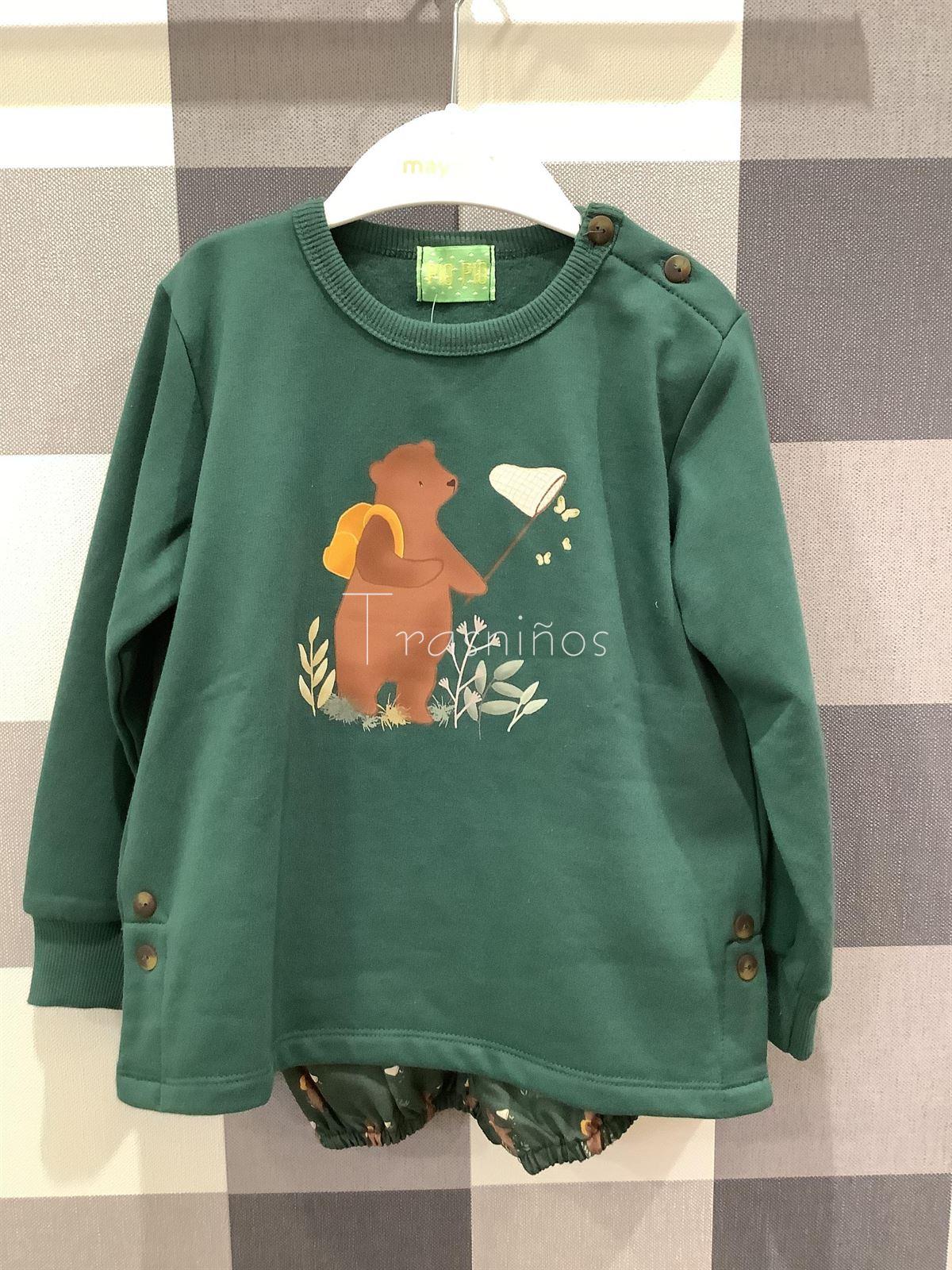 Conjunto niño sudadera + bombacho Osos Mon Petit Bonbon - Imagen 2