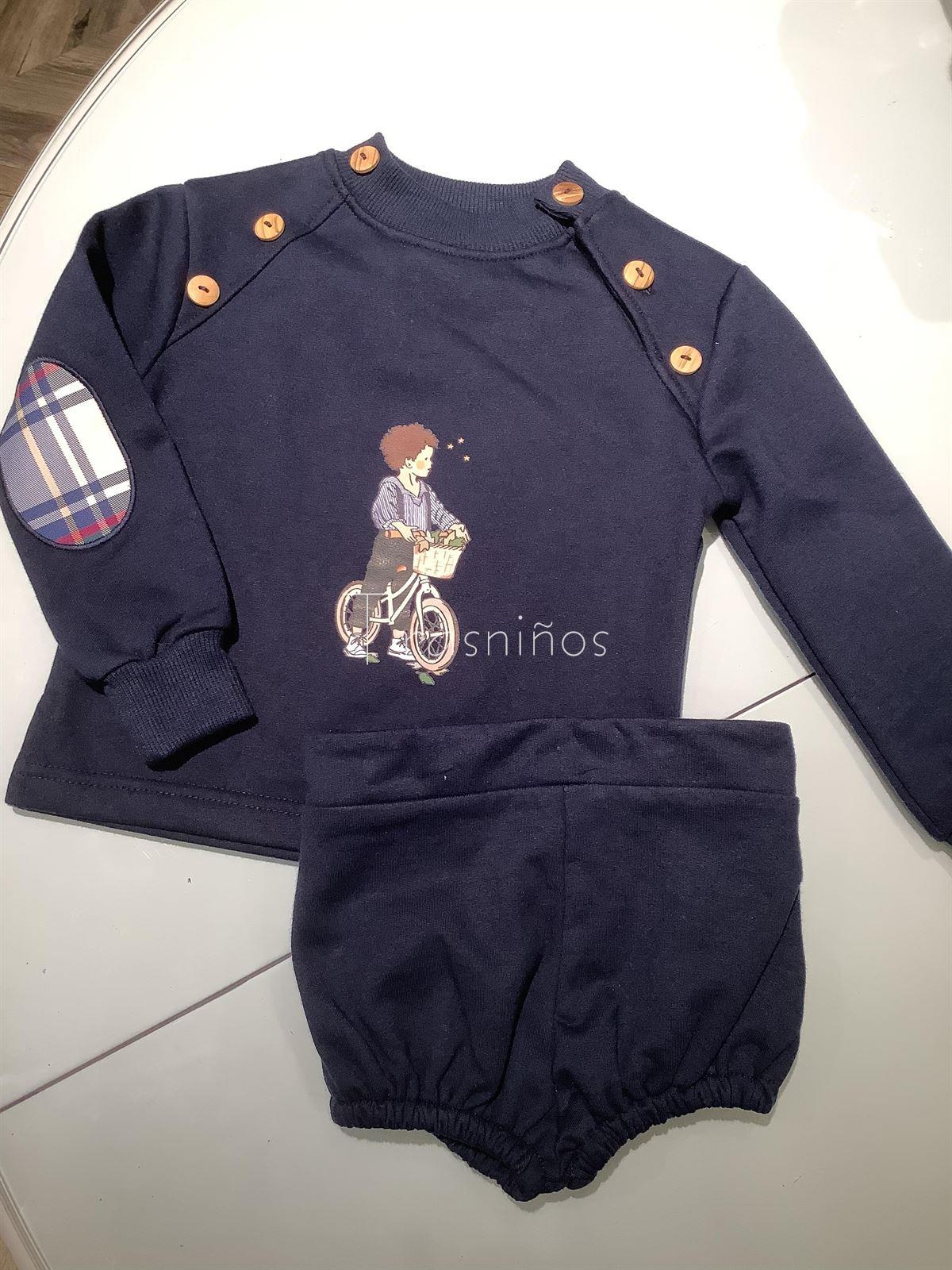 Conjunto sudadera + bombacho Bicicleta Mon Petit Bonbon - Imagen 1